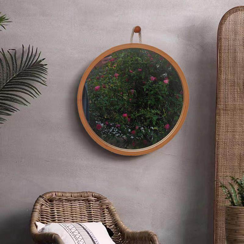 悬挂式镜子浴室圆形免打孔梳妆镜贴墙壁挂镜入户宿舍化妆竹镜,家装主材,浴室镜,淘宝优惠券,粉丝福利购,淘宝优惠卷