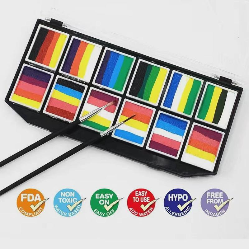 现货库存12色水性彩绘膏人体脸彩绘画diy颜料固体彩虹易清洗