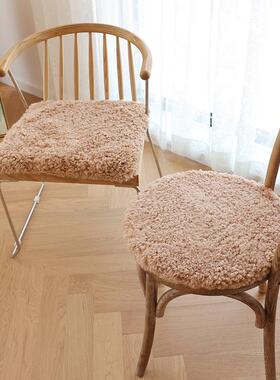 6b76卷毛坐垫圆形椅垫方垫沙发垫纯羊毛椅垫凳子餐椅垫化妆椅坐垫