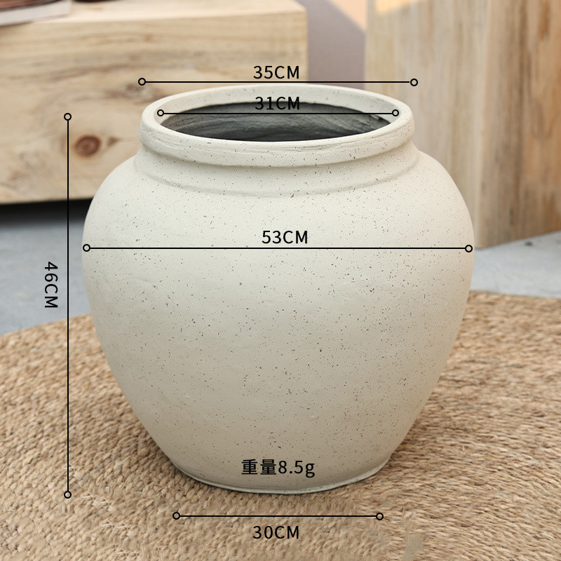 泥镁花盆欧美现代艺术客厅商场室内外落地复古清新特大型号绿植盆