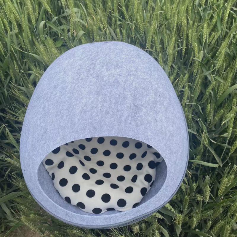 猫窝宠物窝猫咪蛋壳窝半封闭式可拆洗毛毡猫窝四季通用圆形猫窝