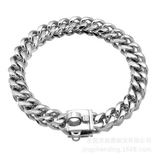 狗新款不锈钢宠物项圈19mm单六金色狗链脖圈现货圈热销爆款