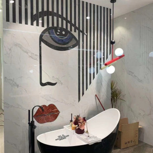 全屋定制新中式欧式精雕岩板瓷砖水刀拼花客厅入户玄关背景墙加工