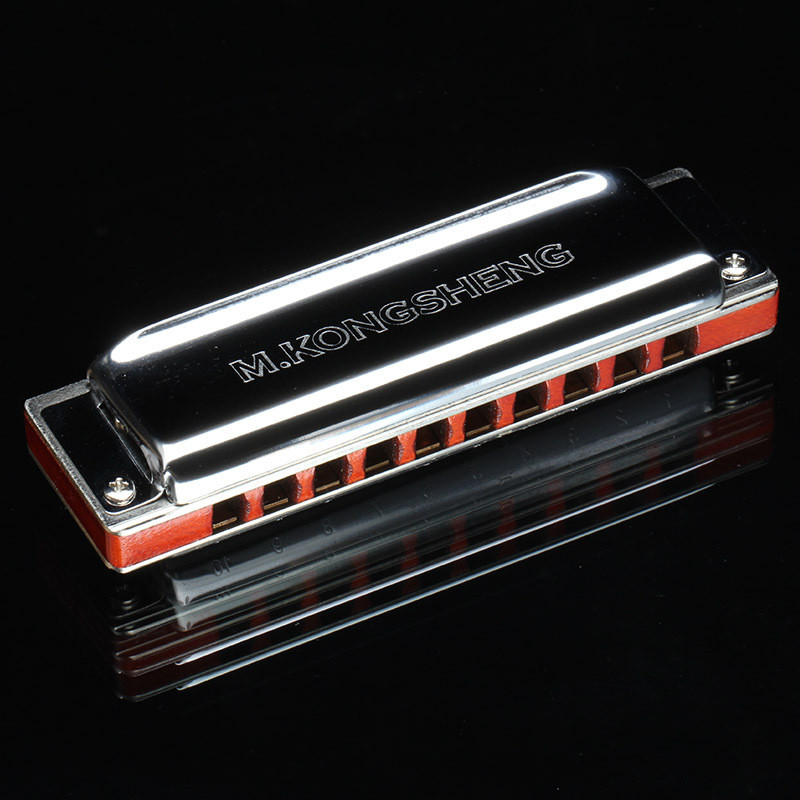 孔声10孔布鲁斯乐器口琴初学专业成人演奏蓝调檀木琴格口琴