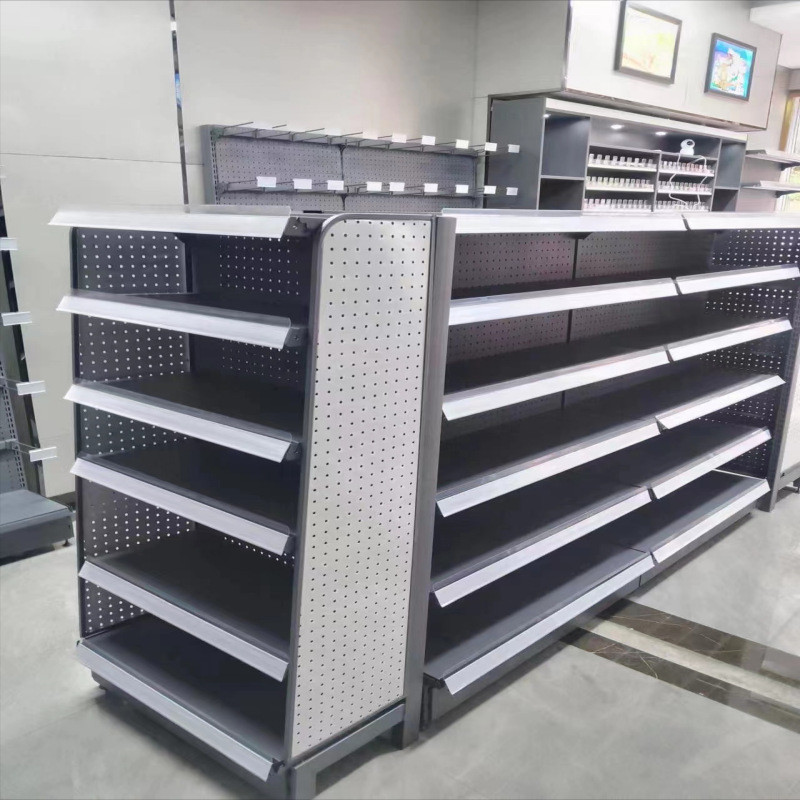 超市货架工厂批发小型药店连锁便利店零食单双面靠墙挂钩展示架