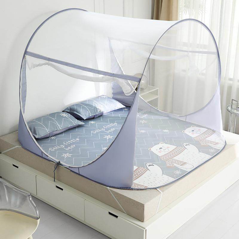 新款免安装凉席蒙古包蚊帐送一对学生宿舍好折叠易收纳枕套可用