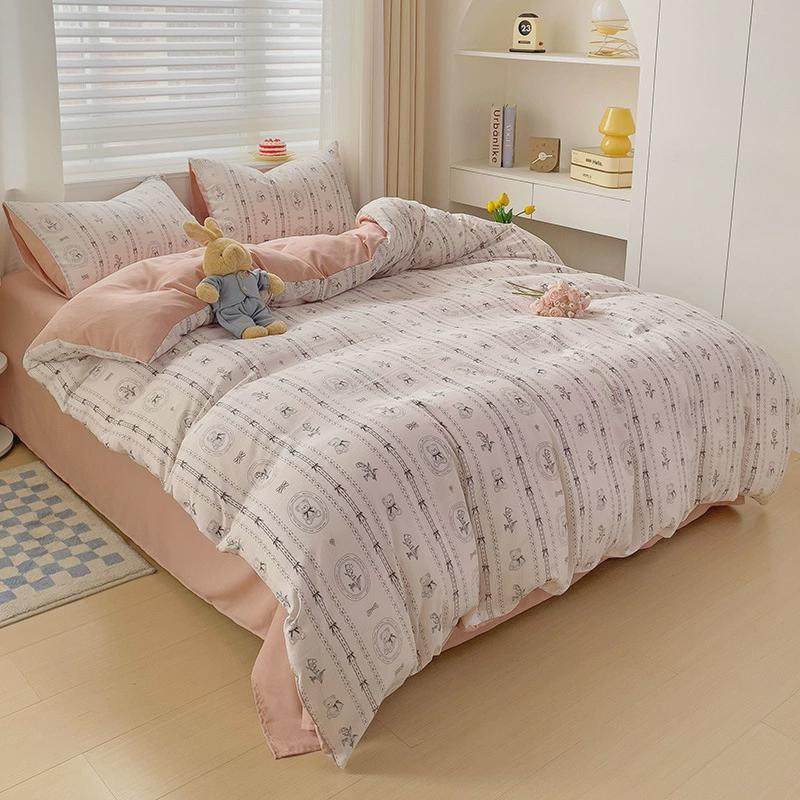 新款四件套床上用品床单被套单人床三件套床笠被罩学生宿舍水洗棉,床上用品,床品套件/四件套/多件套,淘宝优惠券,粉丝福利购,淘宝优惠卷