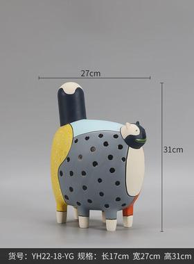 博西家居创意卡通五彩猫树脂小摆件软装客厅书房目瞪口呆家居饰品