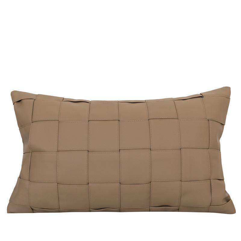 现代软装家居馆靠枕手工编织皮革压线抱枕浅咖色榻榻米沙发靠垫套,居家布艺,靠垫/抱枕,淘宝优惠券,粉丝福利购,淘宝优惠卷