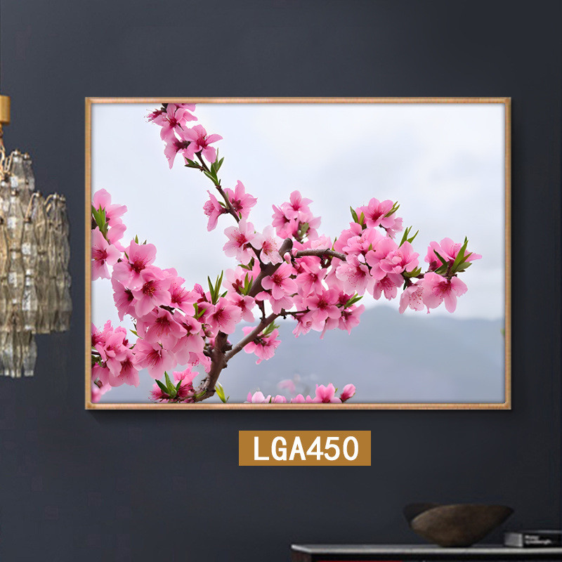 桃花挂画旺桃花运现代简约装饰画田园风光桃花房间卧室床头壁画