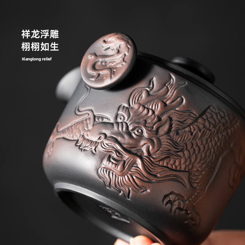 紫陶快客杯一壶一杯单个人专用紫砂手抓泡茶壶茶杯便携式旅行茶具
