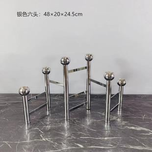 创意金银色多头金属折叠蜡烛台北欧现代摆件样板间软装 饰品