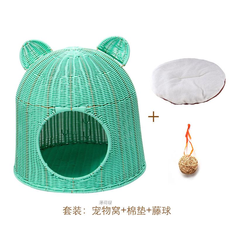 可水洗藤编猫窝四季通用手工编织宠物窝半封闭透气猫咪窝厂家猫屋