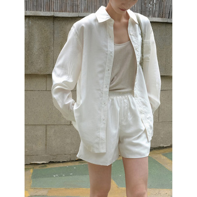 卢浮夏季新款韩国东大门慵懒光泽防晒衬衫宽松显瘦轻盈垂感上衣女