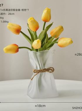 北欧ins风创意玻璃花瓶摆件客厅电视柜透明水养装饰品郁金香插花