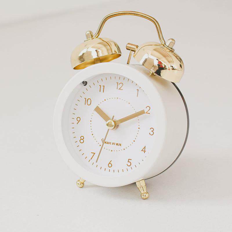mjk打铃简约金属轻奢日韩钟玫瑰金色创意静音床头女学生闹钟台钟