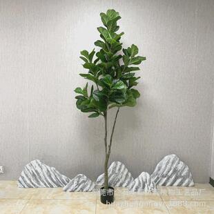 仿真琴叶榕圆叶盆景橡皮榕北欧家居仿真绿植盆栽大型落地装饰榕