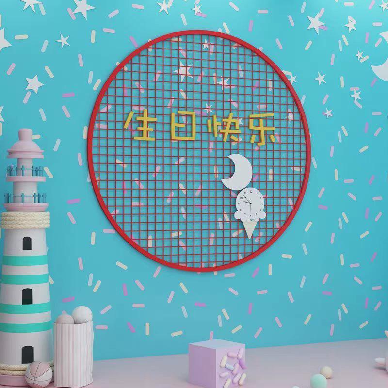 婚庆道具生日宴会装饰网幼儿园作品展示网格照片墙圆形网格展示架