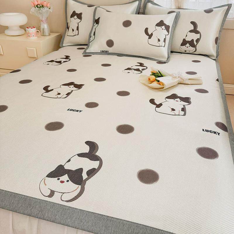 2024新款冰丝凉席三件套洗冰藤席夏天可机夏季草席子学生宿舍单人,床上用品,床品套件/四件套/多件套,淘宝优惠券,粉丝福利购,淘宝优惠卷