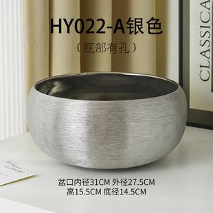 电镀金银拉丝大号口径绿植陶瓷套装花盆蝴蝶兰专用盆室内盆景摆件