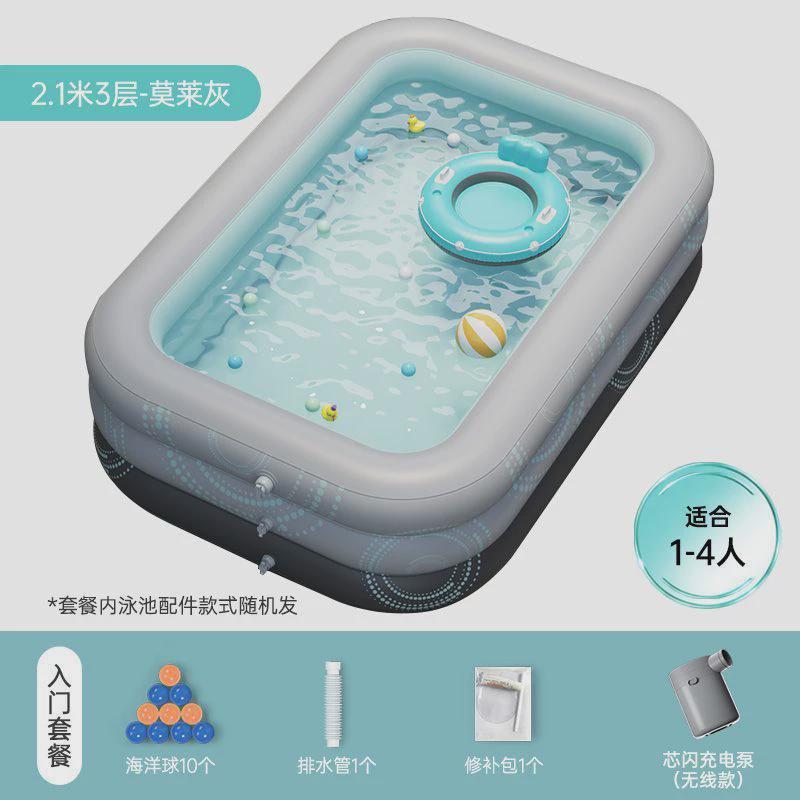 游泳夏天游泳池儿童家用戏超厚hu大型小孩大人r户外水池室内充气