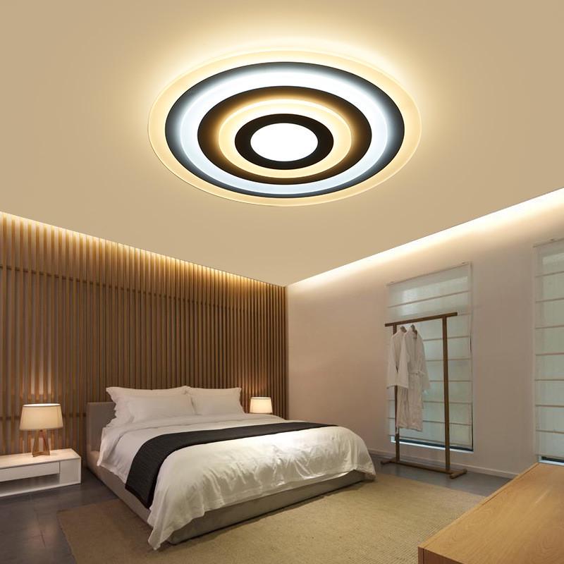 led吸顶灯后现代简约客厅灯温馨圆圈形主卧室灯大气超薄吸顶灯具