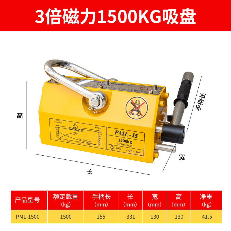 永磁吸盘厂家加强100kg1吨工业批发永磁起重机钢板起重吸盘磁力吊