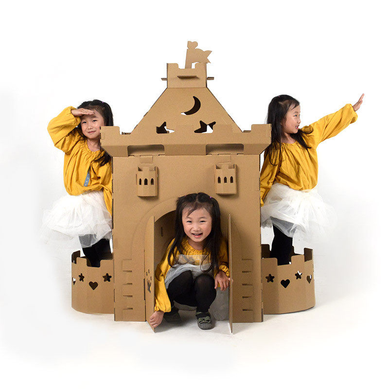 ls*纸板房子纸箱模型手工制作diy5简单儿童穿戴幼儿园涂色拼插玩
