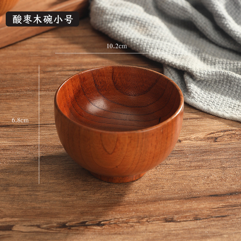 9opu一人一筷一碗一勺套装家用木碗吃饭儿童防摔防烫饭碗面碗小碗