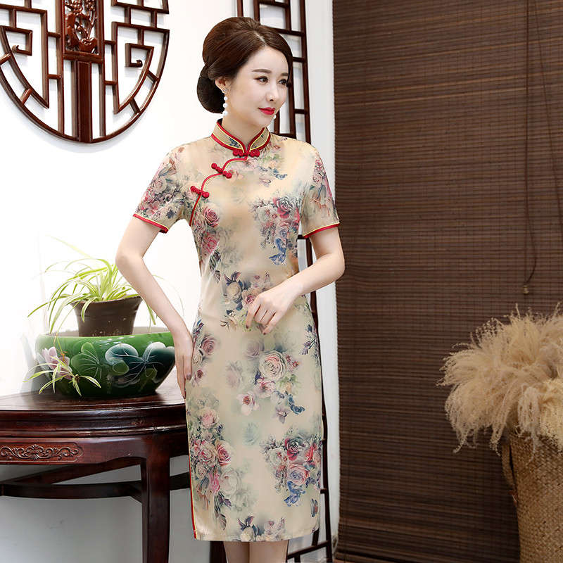 日常女夏季新款年轻妈妈中国风改良式走秀中长款