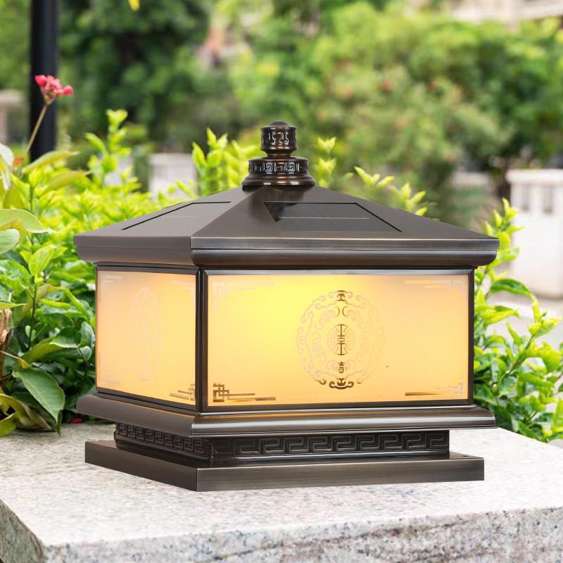 庭院全铜太阳能柱头灯别墅大门门柱灯花园围墙墙头灯阳台柱子灯
