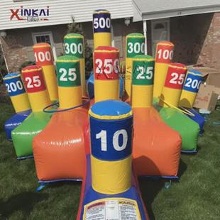 趣味运动会道具充气汉诺塔九宫格足球射门投篮框套圈团建游戏器材