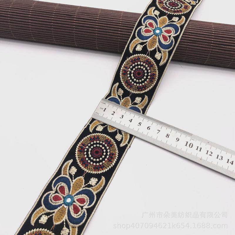 复古民族风刺绣花边条码服装辅料民族镜片绣花织带箱包提花织带