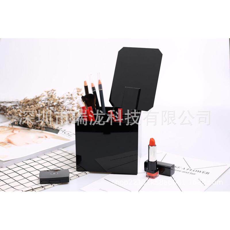 化妆刷亚克力收纳桌面文具收纳筒彩妆多功能大容量简约笔筒高级感