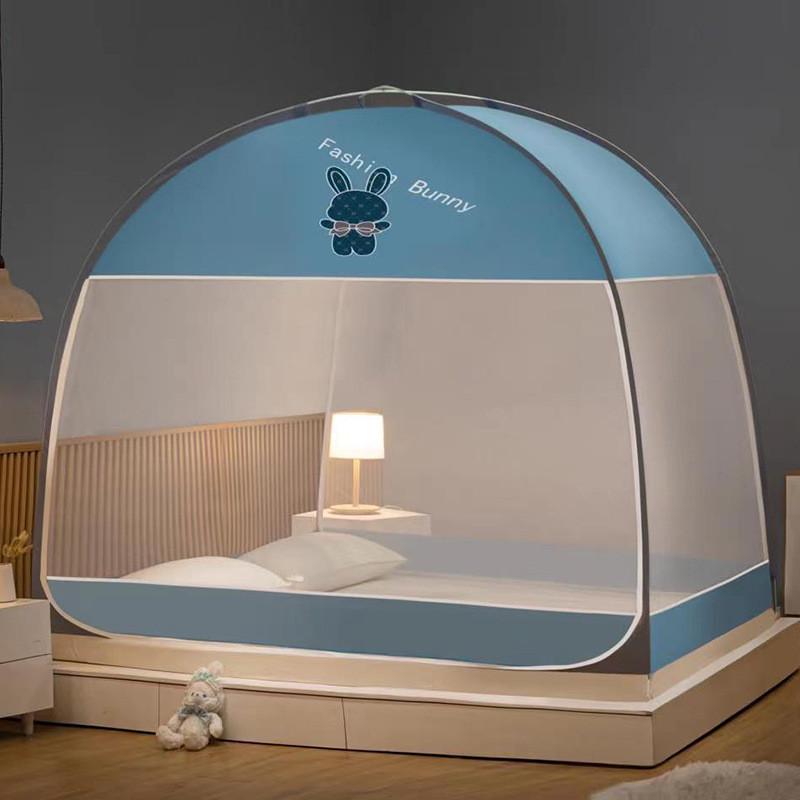 单人双开门蒙古包蚊帐加厚加密全底免安装双人家用1m1.5米1.8米床