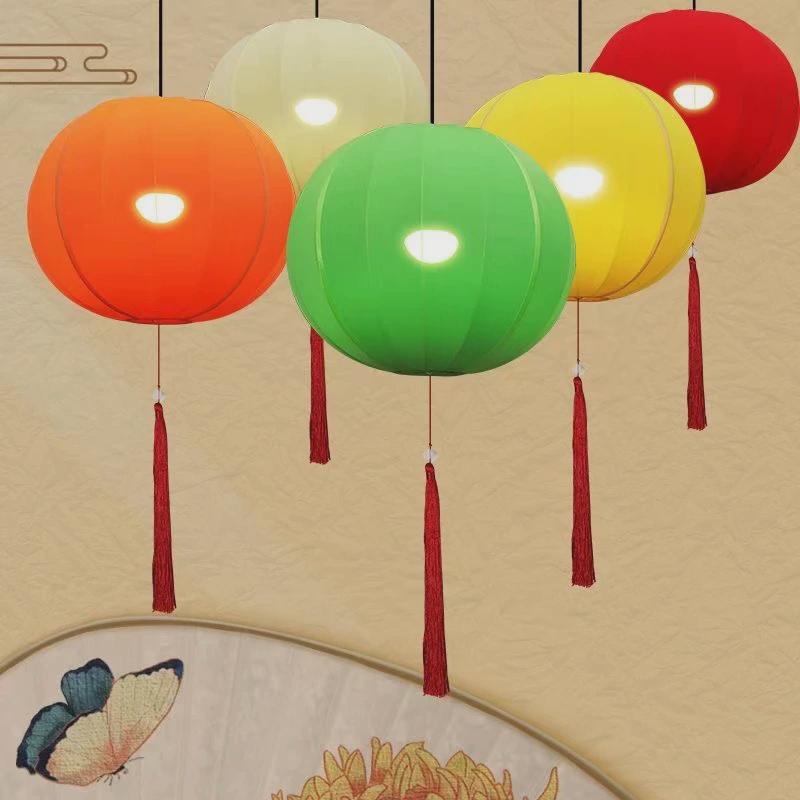 中式弹力布手绘灯笼布艺餐厅商场吊灯开业中国风仿古景区庆典装饰