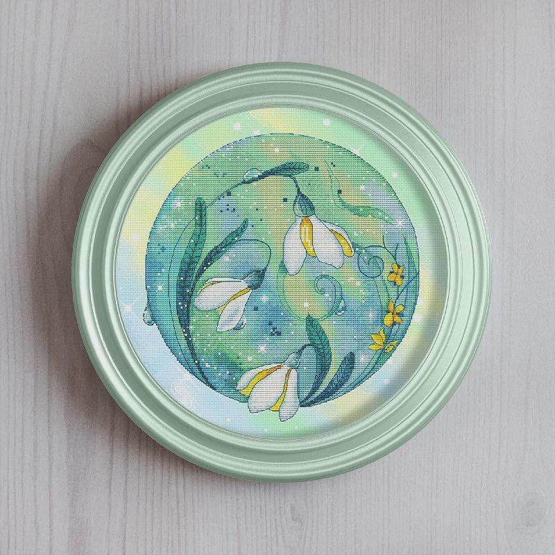 gju8凉风dmc十字绣套件客厅新款布彩绚圆形花卉灯笼果百合花14ct