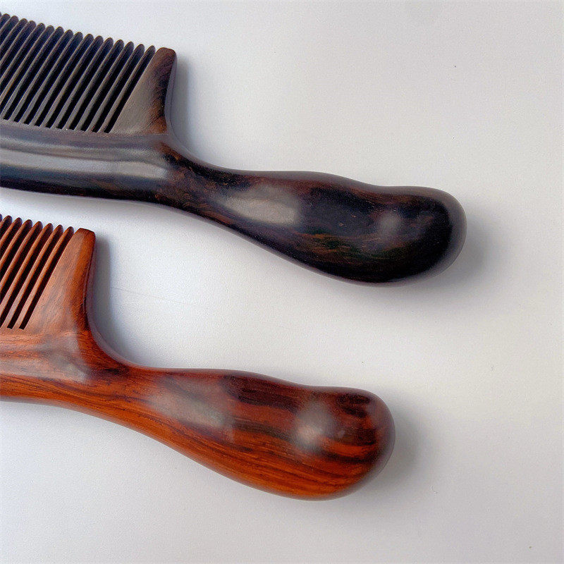 天然檀木梳子防静电头皮按摩家用女生长发长柄密齿头皮紫光檀木梳