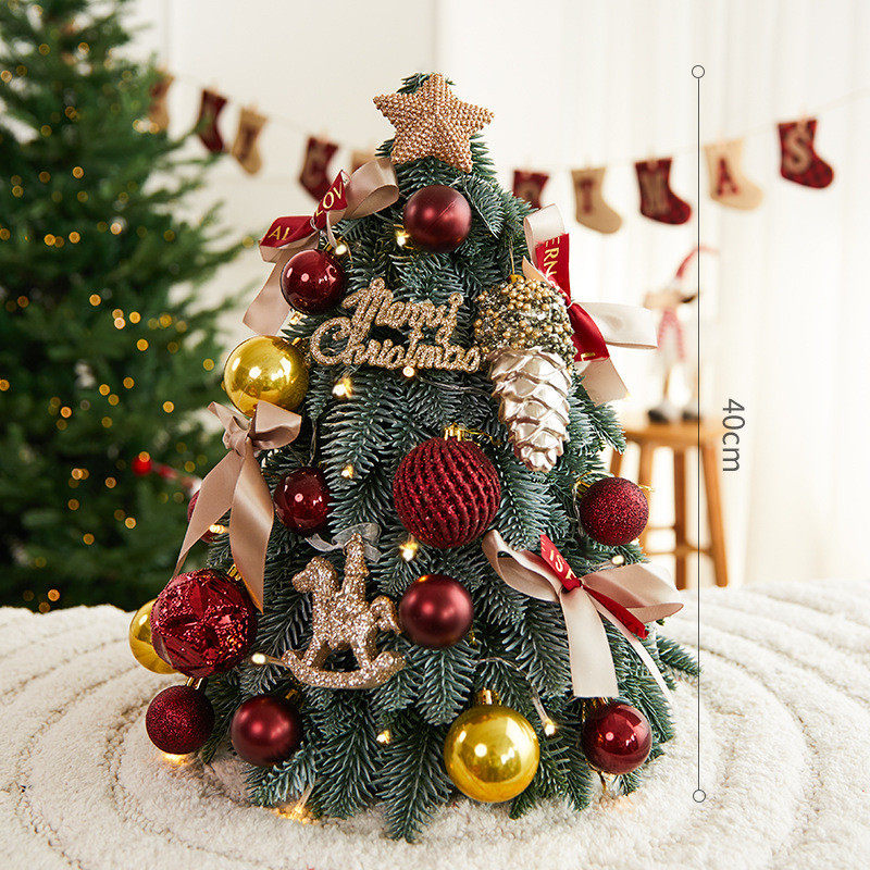 2024新款仿真诺贝松桌面套装diy圣诞节圣诞树小型圣诞树装饰摆件