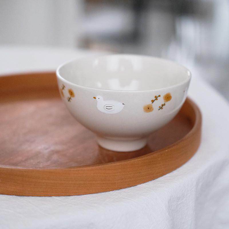 川谷日式可爱鸭子碗家用套装吃饭碗小汤碗高颜值彩瓷餐具无新品