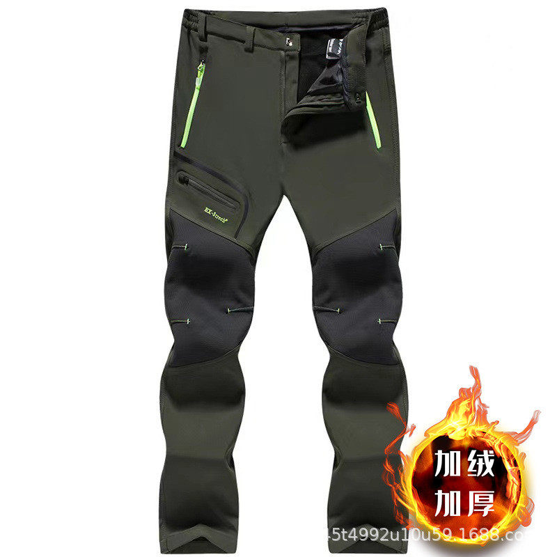 欧美户外速干耐磨冲锋裤防风防水弹力透气速干加绒加厚软壳裤