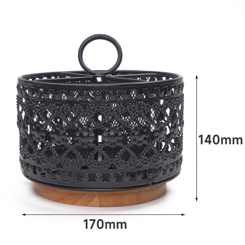 爆款金属镂空笔筒筒4格网金属圆形黑色铁艺镂空办公桌收纳