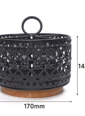 爆款金属镂空收纳筒4格网金属圆形黑色铁艺镂空办公桌笔筒
