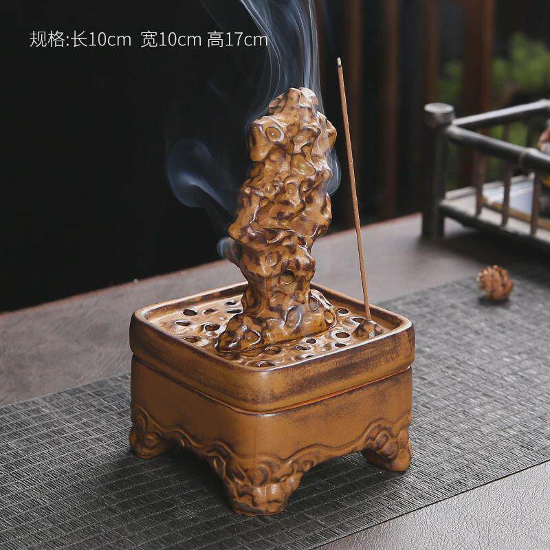 岩山陶瓷窑变太湖石仿古熏香炉佛沉盘香炉檀香具剧组用品