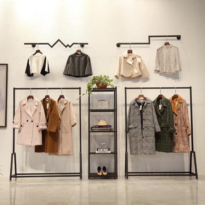 服装店展示架铁艺衣架中岛架侧挂龙门架挂衣货架简约组合衣架落地