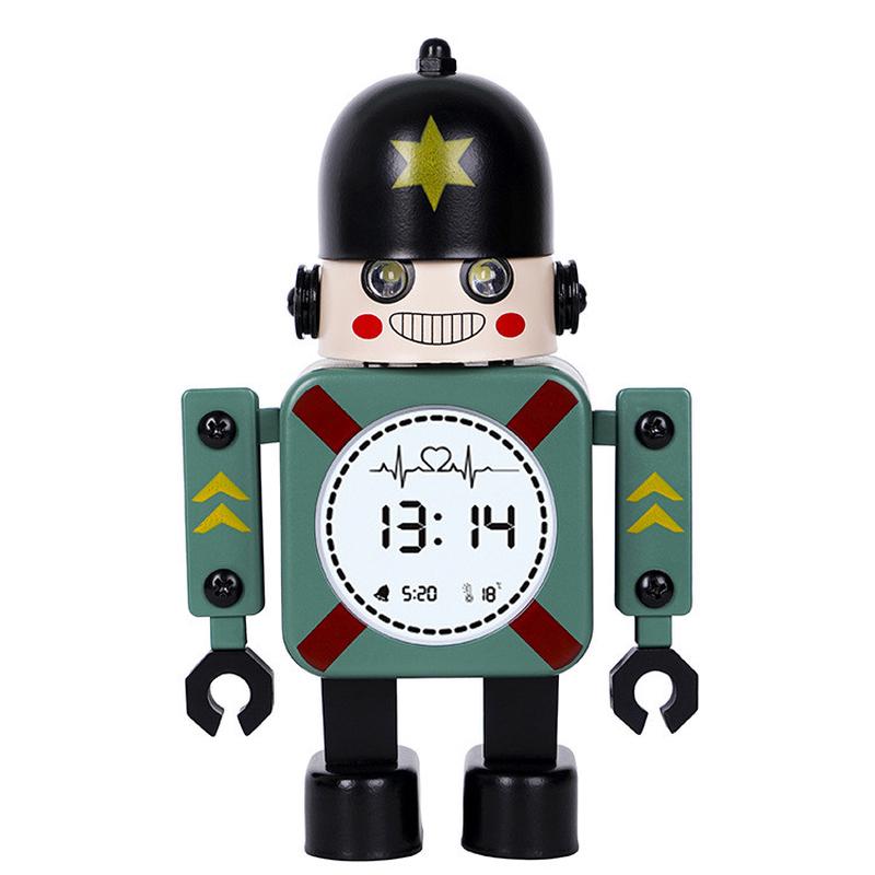 新款led电子机器人闹钟学生静音创意智能儿童大兵数字闹钟表