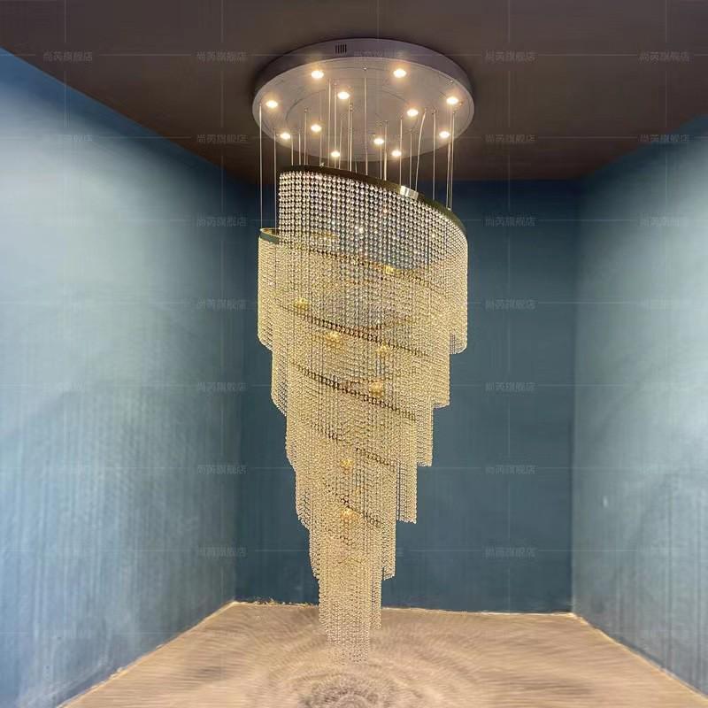 酒店大厅灯宴会厅法式复式吊灯北欧轻奢圆形艺术高档工程水晶吊灯