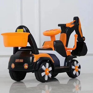 今日童Lian童新款儿童挖掘机滑行款可坐可骑大号挖土机钩机男孩玩