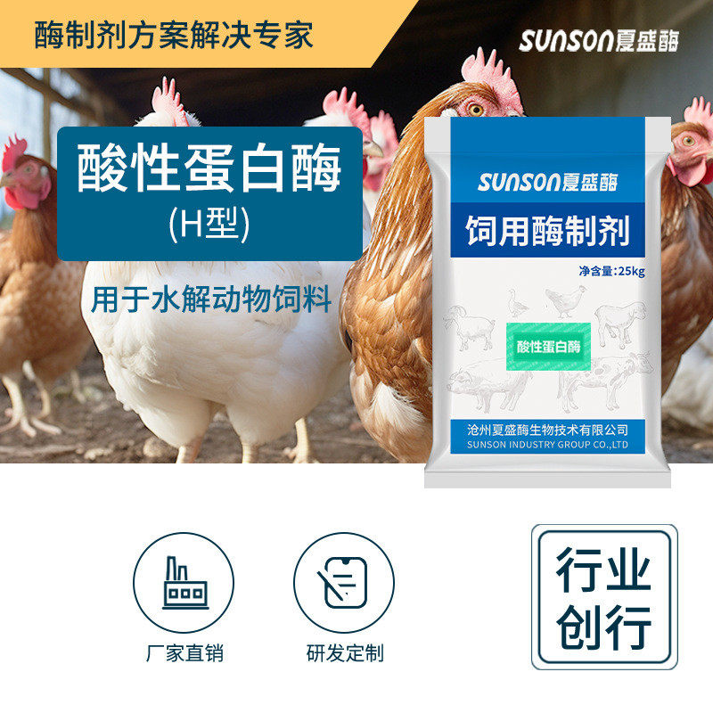 夏盛饲料级酸性蛋白酶（H型）6万u/g固体添加剂助力饲料酶制剂