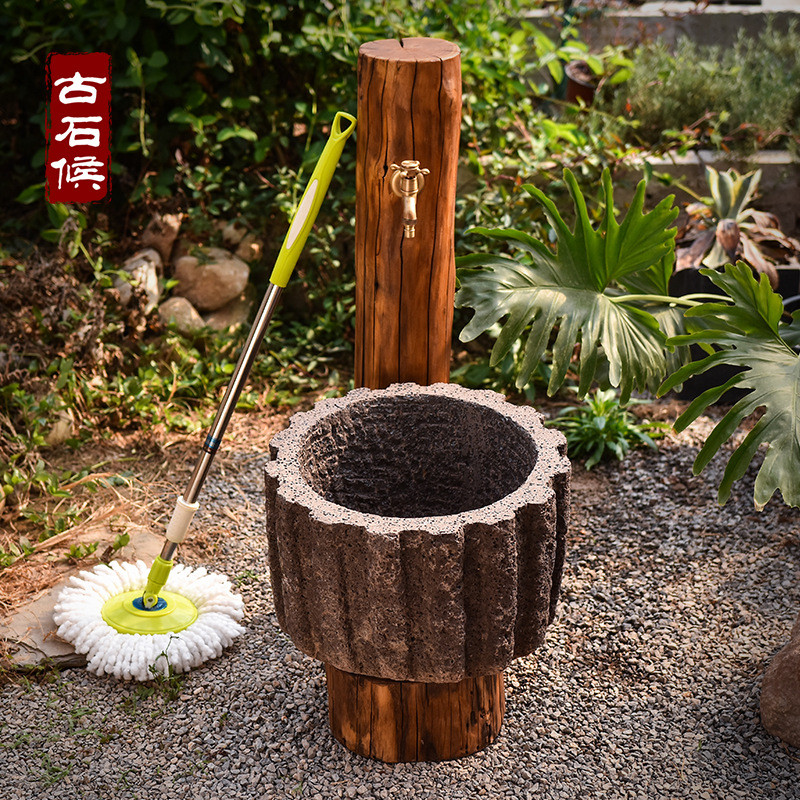 8ksg家用老石槽墩布池复古庭院别墅拖把池批发户外拖布池民俗花园